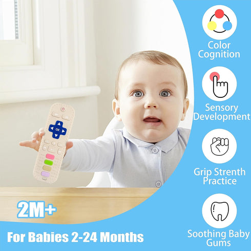2 Pack Silicone Baby Teething Toys,baby Remote Control Toy,Remote Teether for Babies 3-24 Months,Baby Remote Teething Toys,Teething Relief Toys 6-...