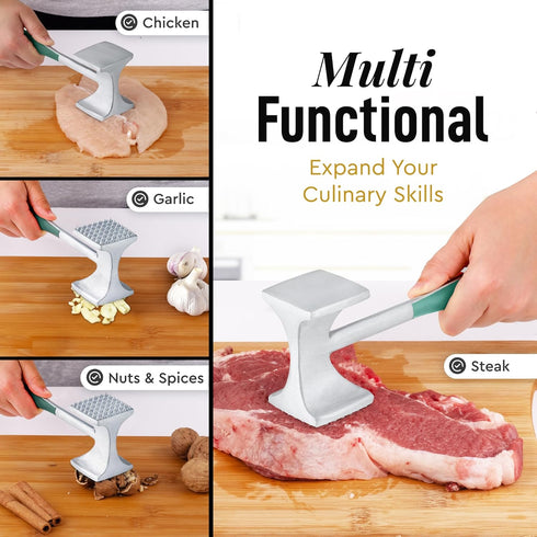 Zulay Professional Meat Tenderizer Tool - Dual Sided Meat Mallet Pounder With Comfort Grip Handle - Heavy Duty Meat Hammer Tenderizer - Meat Tende...