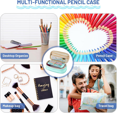 Sonuimy Large Capacity Pencil Case Pouch with Zipper, Portable Aesthetic Cute Big Capacity Pencil Cases Pen Office Travel Stationery Makeup Bag, D...