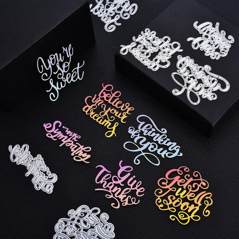 6 Pieces Metal Die Cuts Words for Card Making Embossing Word Cutting Dies Inspirational Sympathy Words Template Stencil for DIY Scrapbooking Makin...
