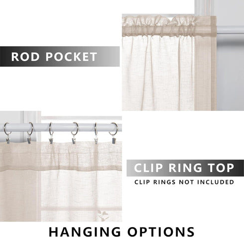 Short Curtains 36 inch Length for Small Bedroom Window 2 Panels Rod Pocket Farmhouse Semi Sheer Faux Linen Tier Cafe Privacy Curtain for Camper Ba...