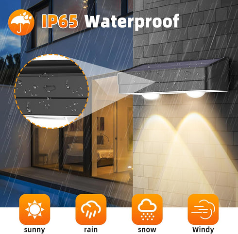 Warm White Solar Fence Lights Outdoor Waterproof Led,Step Lights Solar Powered Fence Light for Wall,Fence,Yard,Pool,Stairs. (4 * 1.68 * 1.57in-2)...