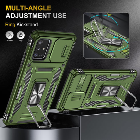 for Samung Galaxy A71 5G Case with Slide Camera Cover Ring Kickstand Military Grade Shockproof Case Armor Heavy Duty for Galaxy A71 5G Phone Case ...
