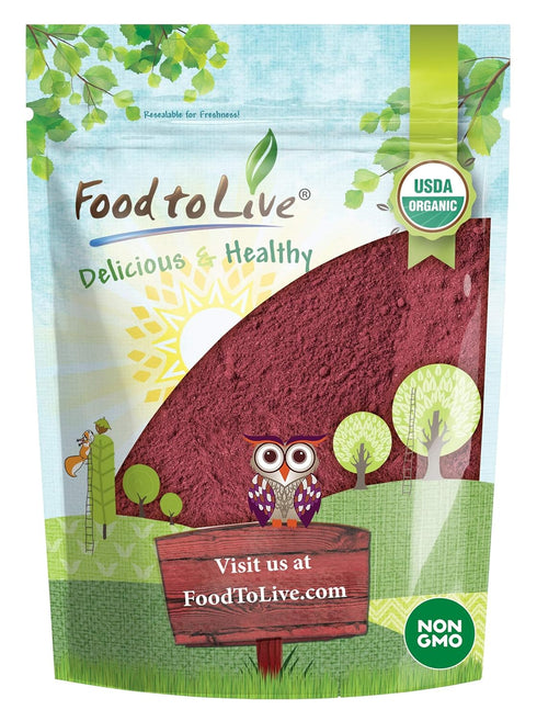 Food to Live Organic Beet Root Powder, 4 Ounces — Non-GMO, Raw, Kosher, 100% Pure, Vegan Superfood, Bulk, Rich in Iron and Fiber, Great for Juices...