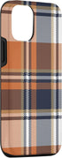 iPhone 12/12 Pro Navy Black and Orange Plaid Halloween Fall Autumn Pumpkins Case...