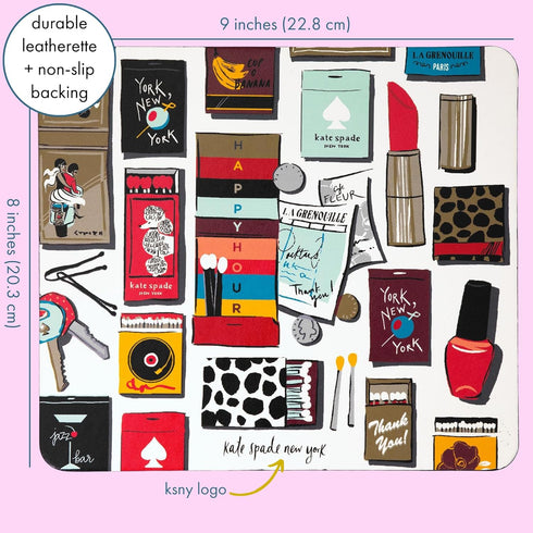 Kate Spade New York Leatherette Mouse Pad, 9" x 8" Mouse Mat with Non-Slip Back, Cute Mouse Pad for Office Desk, Purse Matchbook...