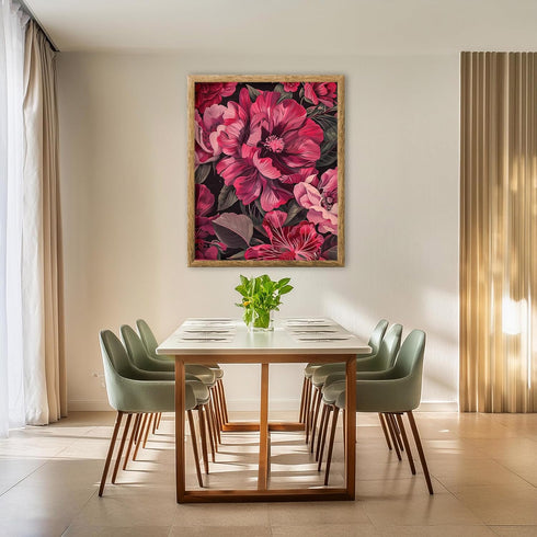 Posterizer 1 pcs-lush big pink flowers-Floral & Botanical Art-Abstract & Modern Art-Decor for Home & Office- UNFRAMED Wall Art...