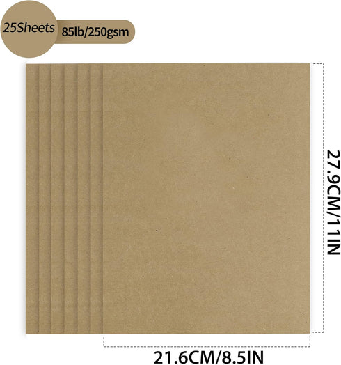 Brown Kraft Cardstock - 8.5'' x 11'' 92lb Cover Card Stock Heavyweight Paper Perfect for Scrapbooks, Art, Crafts, Business Cards 25 Sheets 250g UA...