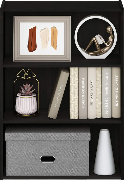 Furinno Pasir 3-Tier Open Shelf Bookcase, Espresso...