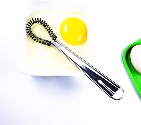 Stainless Steel Mini Spring Egg Beater Silicone Whisk Magic Hand Held Sauce Stirrer Blender Milk Frother Foamer Coffee Mixer (Silicone Coil)...