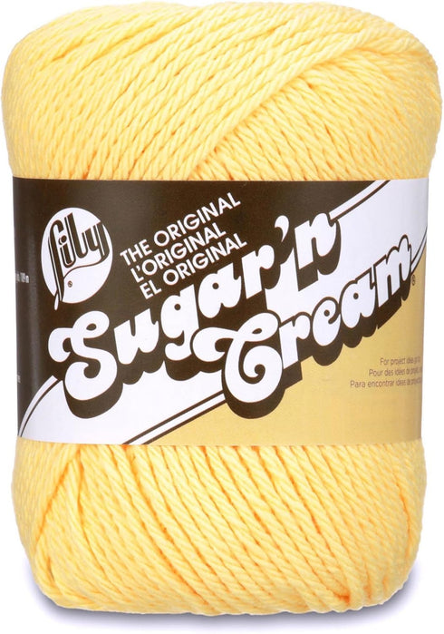 Lily Sugar 'N Cream The Original Solid Yarn, 2.5oz, Medium 4 Gauge, 100% Cotton - Yellow - Machine Wash & Dry...