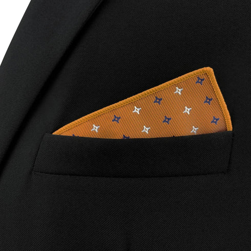 S&W SHLAX&WING Pocket Squares for Men Orange with Blue White Dots Color Edge for Suit...