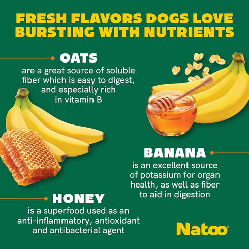 NATOO Dog Treats for Large Breed, Crunchy Biscuits Oats Banana and Honey, Natural Dog Treats, Rich in Omega 6, Prebiotics and Fiber, Antioxidants ...