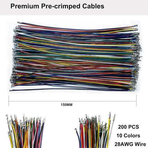 JST MX 1.25MM Connector Kit,2/3/4/5/6/7/8/9/10 Pin Male and Female Micro Wire Connectors Kit with 28AWG Premium Pre-Crimped Cables...