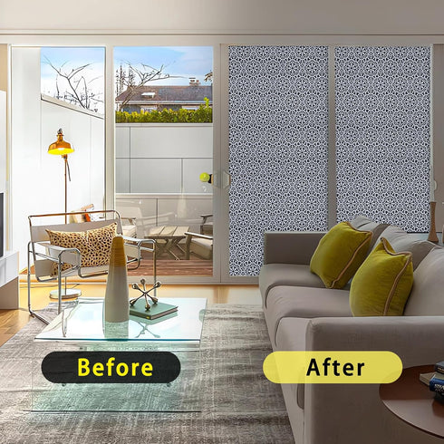 ConCus-T Blackout Privacy Window Film Full Shade Opaque UV Resistant Static Cling Window Film Non-Adhesive Removable Film Home Office Decor, Black...