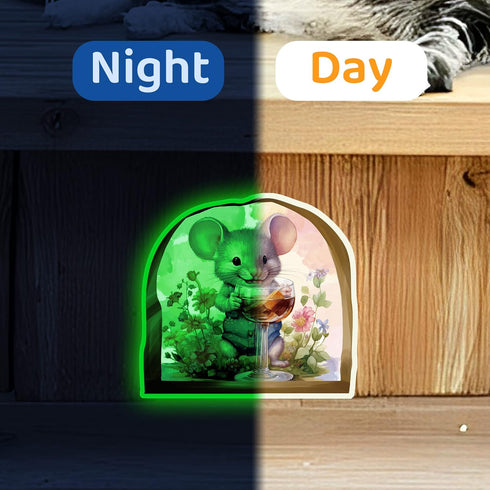 Cute Mouse Hole Wall Decor Sticker Glow in The Dark, Mouse Drinking Wine Funny Wall Art Decals, Adorable Peel and Stick Mice Room Decor, Classroom...