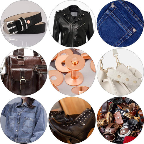 SelfTek 20Pack Copper Rivets and Burrs (14mm and 19mm) with 2Pcs Punch Rivet Tool for Belts, Bags, Collars, Leather-Crafting, Bracelets...