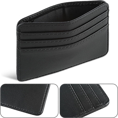 3.94" Slim Credit Card Holder Wallet Card Case in Pebble Leather, Rfid Blocking Card Case with 6 Slots and 1 Pocket, Minimalist Front Pocket Walle...