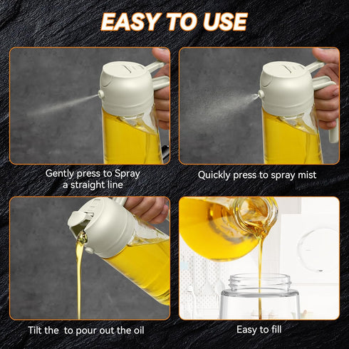Oil Dispenser for Kitchen, 2 in 1 Olive Oil Dispenser Bottle, 17oz/500ml Glass Oil Dispenser Bottle & Oil Spray Bottle,Oil Sprayer for Cooking, Ki...