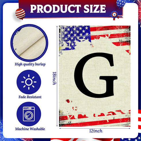 Monogram Letter G Garden Flags, 4th of July Patriotic Memorial Day Garden Flag Decorations 12x18 Inch Double Sided Family Last Name Initial Yard F...