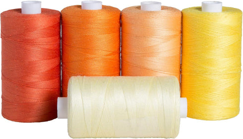 Connecting Threads 100% Cotton Thread Sets - 1200 Yard Spools (Set of 5 - Citrus Punch)...