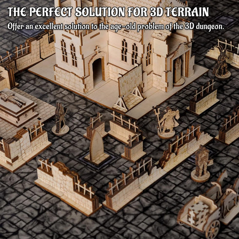 Brick and Iron Fences Miniature (Set of 16) Wood Laser Cut Modular Fantasy Terrain 28mm Scale Perfect for D&D, Dungeons & Dragons, Warhammer and O...