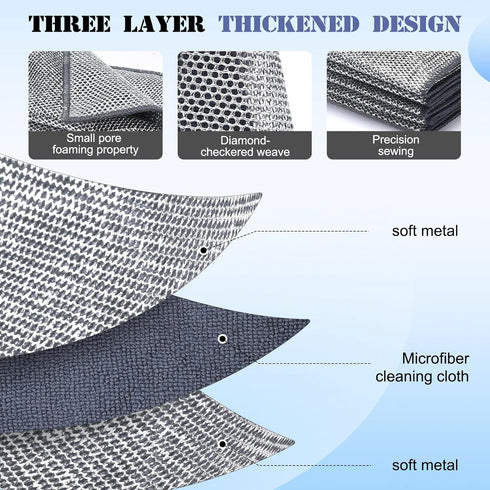 10 Pcs New Upgrade3-LayerNonScratch Wire Dishcloth,Wire Dishwashing Rag, Non-Scratch Wire Dishwashing Ragsfor Wet and Dry, Kitchen Cleaning Dish R...