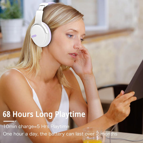 AMORNO Bluetooth Headphones Over Ear, 68 Hours Playtime Wireless Headphones with Mic, Foldable Adjustable Lightweight HiFi Stereo Headset for Cell...