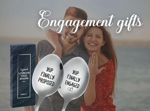 INNObeta Engagement Gifts for Couples, 2 Pcs Engraved Ice Cream Spoons, Stainless Steel Coffee Spoon, Fiance Fiancee Gifts for Future Mr & Mrs, Yu...