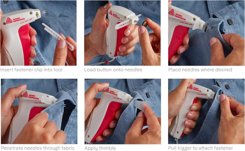 Buttoneer Button Fastening System - NEW and Improved! - Attaches Buttons & More in Seconds - No Sewing Necessary & Works on Most Fabrics...