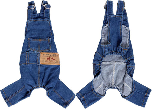 1 Piece of Dog Denim Shirts Puppy Jean Jacket Sling Jumpsuit Costumes Pet Jean Overalls Dog Pants Outfits for Small Puppy Cat Pets (Blue, Small)...