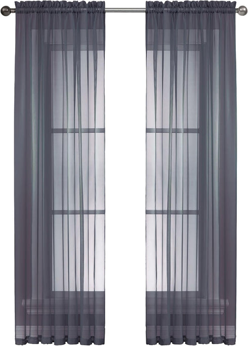 Window Elements Diamond Sheer Voile Extra Wide 56 x 90 in. Rod Pocket Curtain Panel, Indigo...
