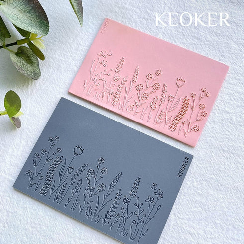 Keoker Polymer Clay Texture Sheets, Clay Texture Mat for Making Earrings Jewerly, Polymer Clay Earrings Tools (No.5 Floral)...