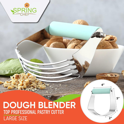 Spring Chef Stainless Steel Large Size Dough Blender For Baking, Professional Manual Dough Cutter Tool, Dishwasher Safe Puff Pastry Cutter Tool wi...