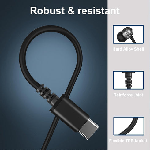 USB C Headphones, USB C Earbuds, USB Type C Earphone USB C Headphone Plug Noise Canceling in-Ear Headphones with Microphone for Samsung S24 Plus S...
