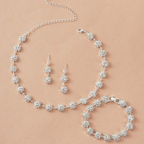 COLORFUL BLING Elegant Luxury Crystal Rhinestone Necklace Earrings Bracelet Jewelry Set Wedding Bridal for Women Wedding Prom...