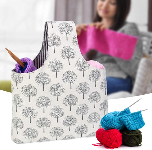 Teamoy Knitting Tote Bag, Travel Project Wrist Bag for Knitting Needles(14inches), Yarn and Crochet Supplies, Lightweight, Perfect Size for Knitti...