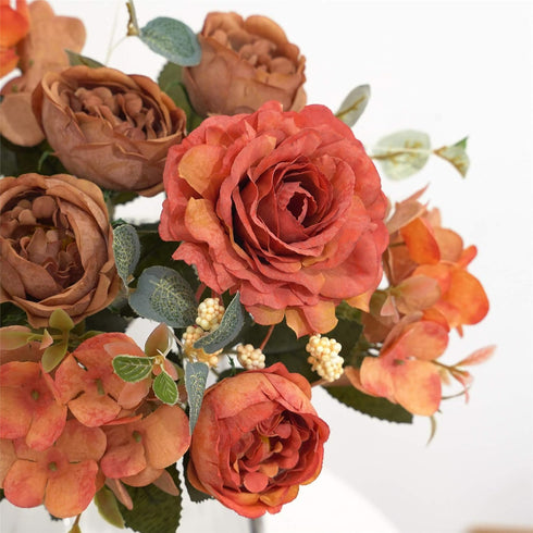 Artificial Flowers Fake Peony Silk Flowers Hydrangea Bouquet Decor Faux Camellia Flower for Home Living Room Table Centerpieces Decoration...