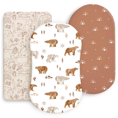 GRSSDER Stretchy Ultra Soft Bassinet Sheet 3 Pack, Universal Fit for Bassinets Baby Cradle Moses Basket Oval Rectangle Mattress or Changing Table ...