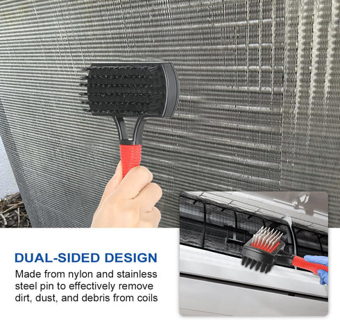LANMU Air Conditioner Evaporator Coil Cleaning Brush AC Condenser Coil Fin Comb Straightener HVAC Cleaner Brush (1 Fin Comb + 1 Dual-Sided Evapora...