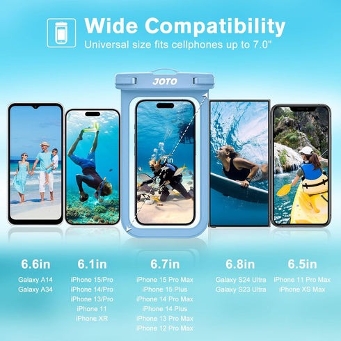 JOTO IPX8 Waterproof Phone Pouch Case, Underwater Dry Bag for Phone Protector for iPhone 15 14 13 12 11 Pro Max, Galaxy S24 S23 S22 Ultra Pixel to...