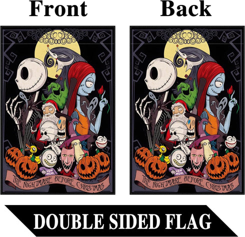 Sunwer The Nightmare Before Christmas Garden Flag Jack Skellington and Sally Birthday Party Decoration Halloween Outdoor Front Lawn Yard Patio Dec...