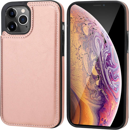 ONETOP Compatible with iPhone 12 Compatible with iPhone 12 Pro Wallet Case with Card Holder, PU Leather Kickstand Card Slots Case, Double Magnetic...