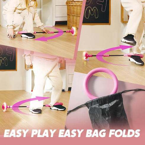 JOYIN Pink Ankle Skip Ball with Flashing Lights, Skip it Toy for Kids Indoor & Outdoor, Flashing Swing Ball Foldable Sports Toy, Birthday Gifts fo...