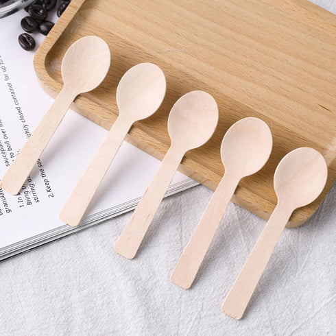 125PCS Mini Wooden Spoons, 4inch Kitchen Wooden Spoons Ice Cream Dessert Spoons Wood Cutlery Tableware for Salt Honey Sugar Jam Mustard...