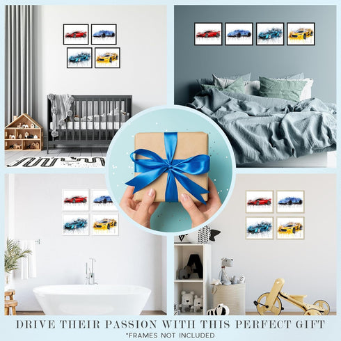 Insire Car Posters for Boys Room, Wall Art, Cars Posters Unframed (8x10)...
