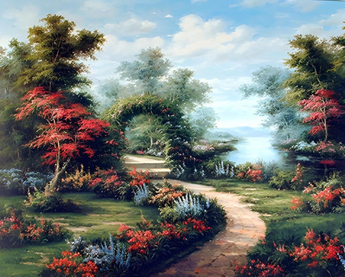 Landscape Wall Decor Garden Path Under Flower Arch Scenic? Art Print Poster (16x20)...