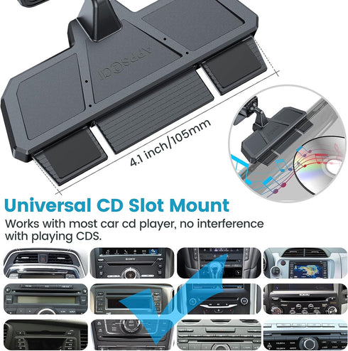 APPS2Car CD Phone Holder for Car, Anti Shake and Magnetic Car Phone Mount with 6 Magnets, Thick Case Friendly CD Slot Phone Holder Compatible with...