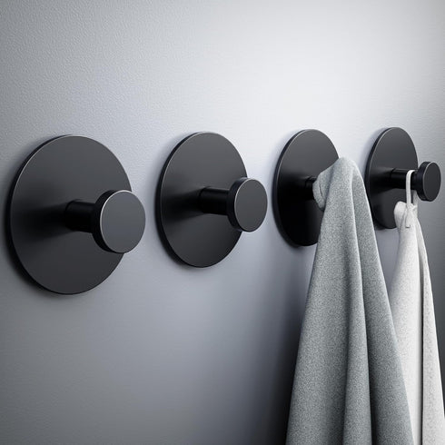 Multifunctional Towel Hooks for Bathroom Wall - Extra Sticky Stainless, Holds up to 12LB, Coat Hooks Wall Hooks, Adhesive Door Holder Hanger Showe...