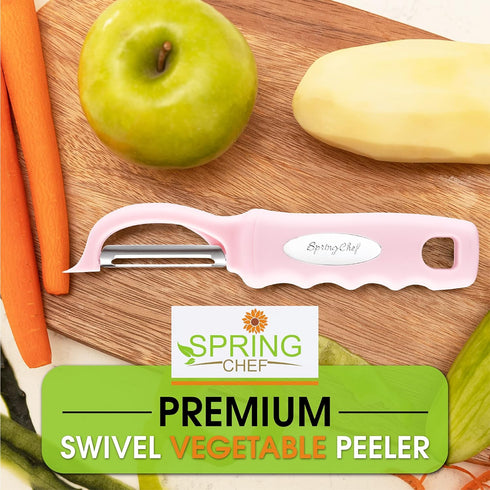 Spring Chef Premium Swivel Vegetable Peeler, Soft Grip Handle and Ultra Sharp Stainless Steel Blades - Perfect Kitchen Peeler For Veggie, Fruit, P...
